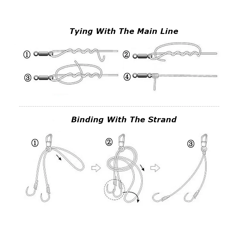 Clinch Knot Knot For Barrel Swivel 50PCS Black Shape Rolling