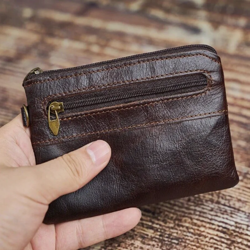 

Genuine Leather Wallets For Men Credit Card Holder Coin Purse Zipper Pocket Bag