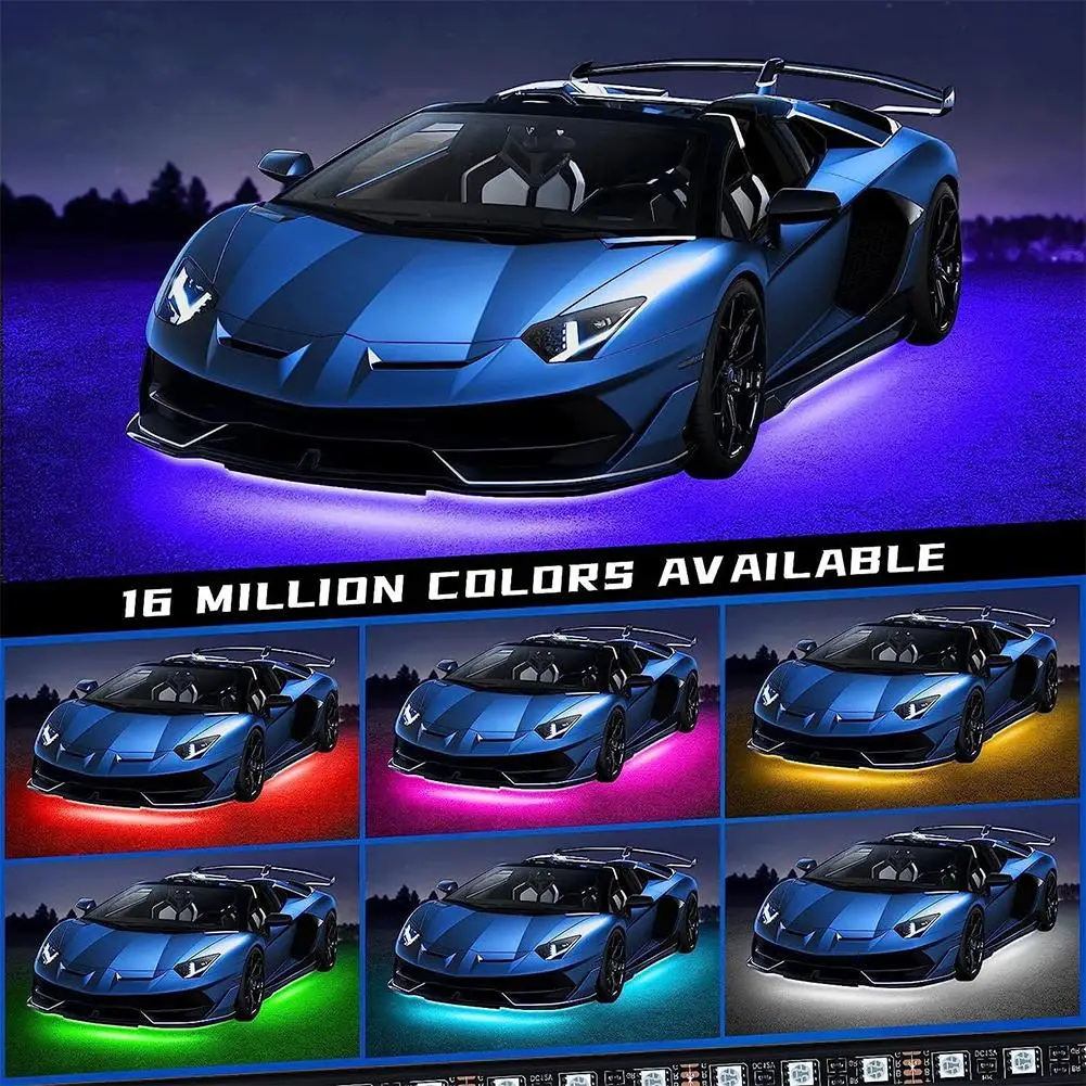 

Car Underglow Neon Light Flexible LED Strip Underbody Ambient Dream Color Control Lamp RGB Decorative Remote/APP Atmosphere A8P9