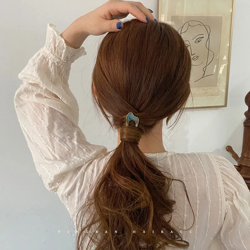 Fashion Hair Accessories Metal U Shape Hair Stick Women Silver Gold Color Elegant Shell Enamel Hairpin Female Headwear Gifts hair accessory