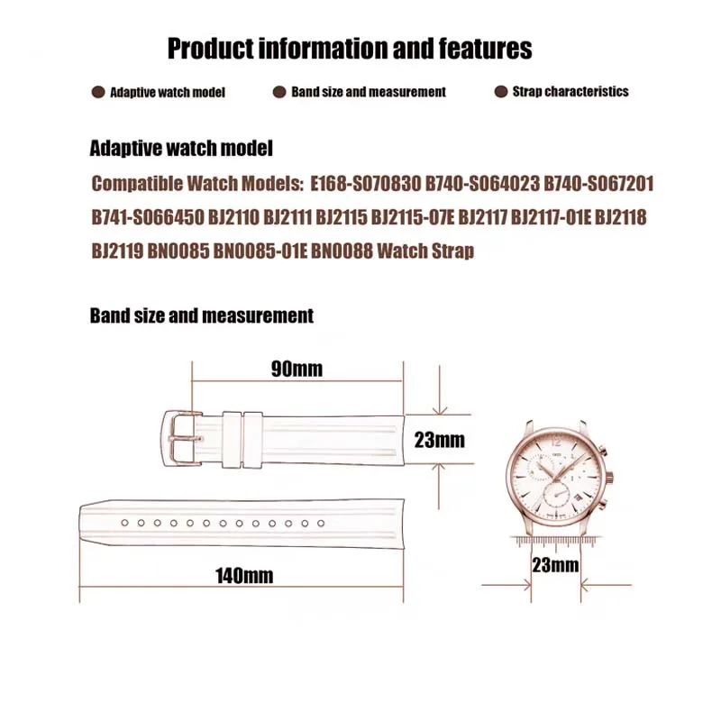 Men's 22mm Black Soft Silicone Sport Waterproof Watch Band Strap