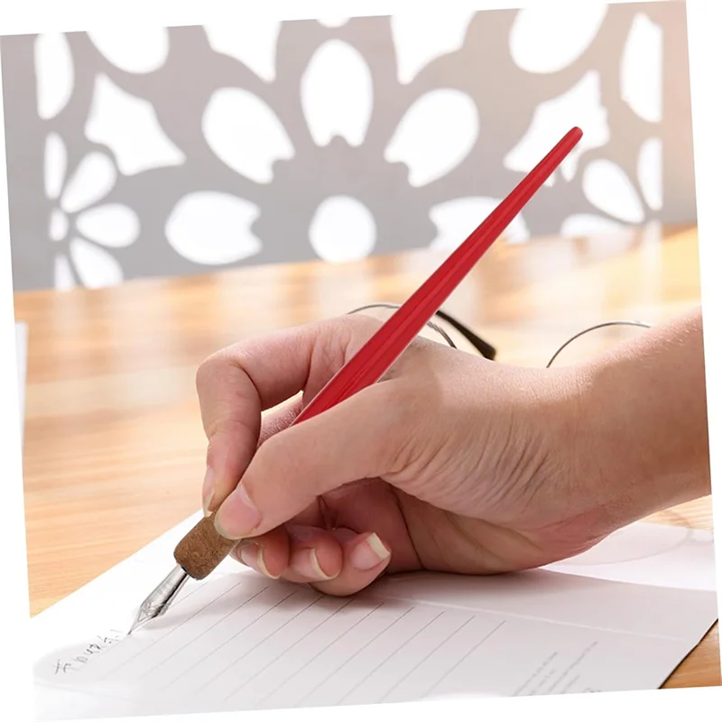KYCOR-4Pcs Vintage Dip Pen Holders Retro Calligraphy Holder For Artistic Writing Soft Cork Grip Random Color