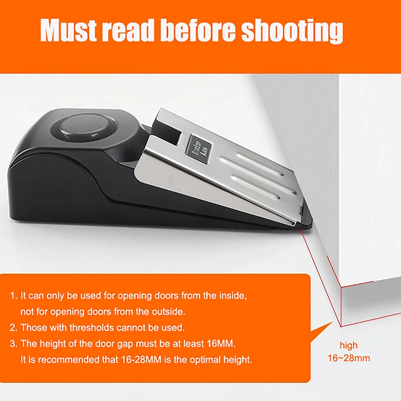 120 db Wireless Door Stop Stopper Alarm Block Blocking System Anti-theft Burglar Stop System Security Home Wedge Shaped door stopper