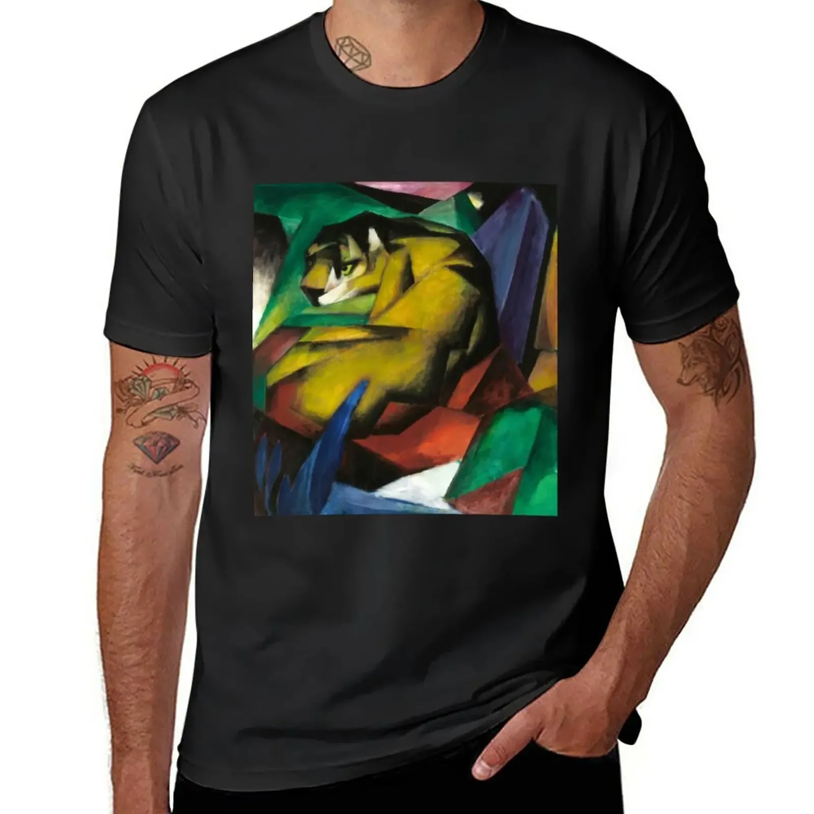 

Franz Marc The Tiger T-Shirt boys whites blanks cute tops sports fans T-shirts for men cotton