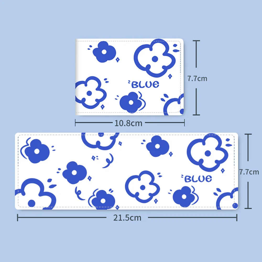 Driver License Leather Cover Car Driving Permit Protective Case Business Id Card Holder Blue Flower Multi Card Position Wallet