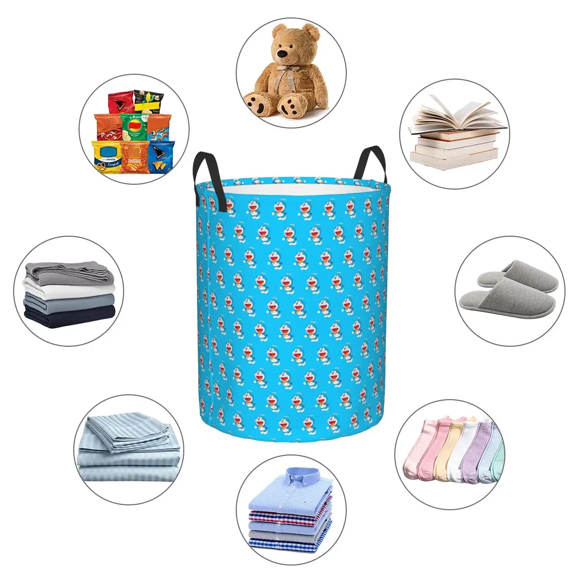 Doraemoned Japanese Anime Cute Cartoon Robot Cat Laundry Basket Collapsible Large Clothing Storage Bin Baby Hamper