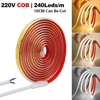220V COB LED Strip Light 240LEDs/M IP67 Waterproof Driver Build In 10cm Can Be Cut Flexible Adhesive Tape RA90 Linear Lighting 1