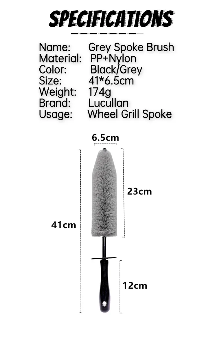 Lucullan Extra langes Profil, leicht zureichende Felgen-Detaillierungswerkzeuge, Ultra-Plüsch-Grill- und Speichenreinigungsbürste – Detail 3