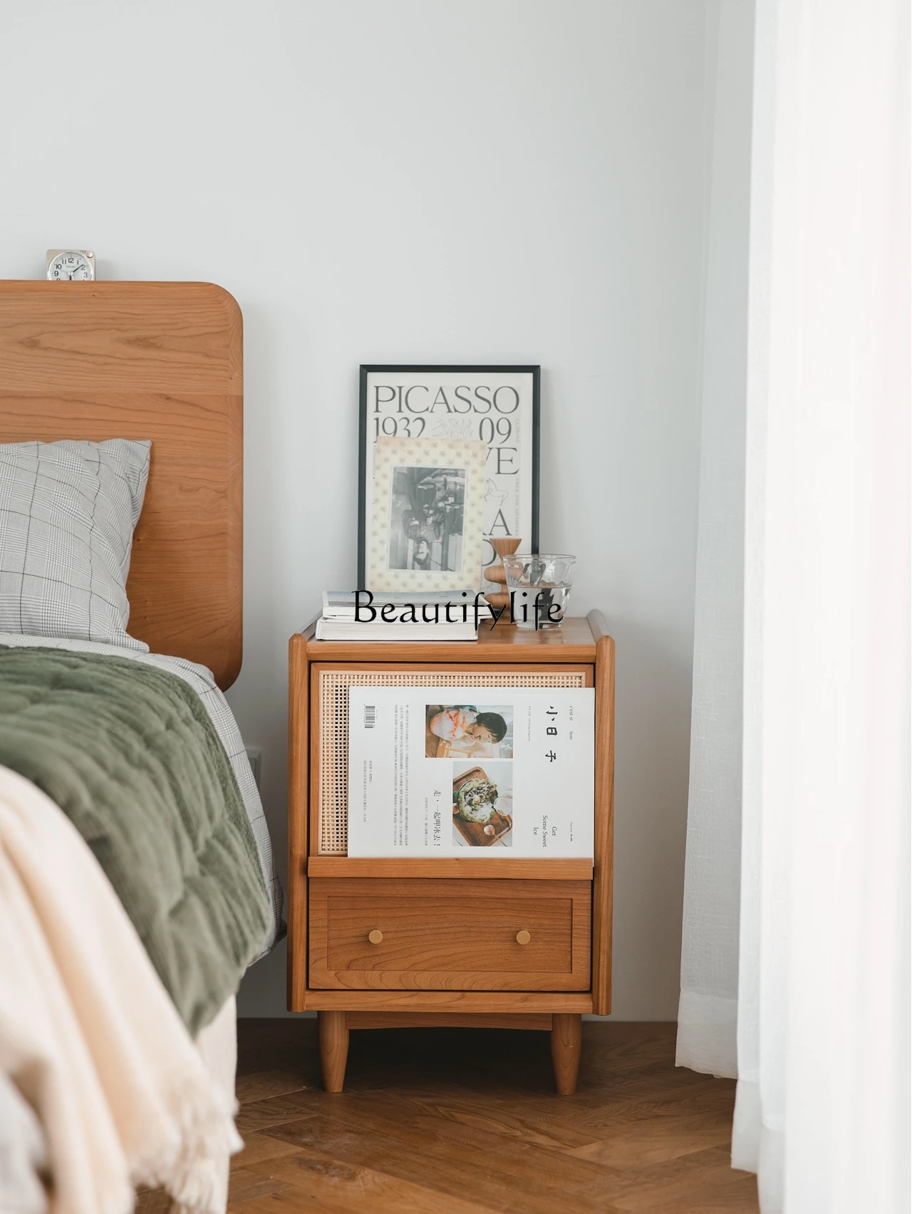 

Двойной шкаф из японского ротанга, современный минималистичный шкаф для хранения в маленькой квартире