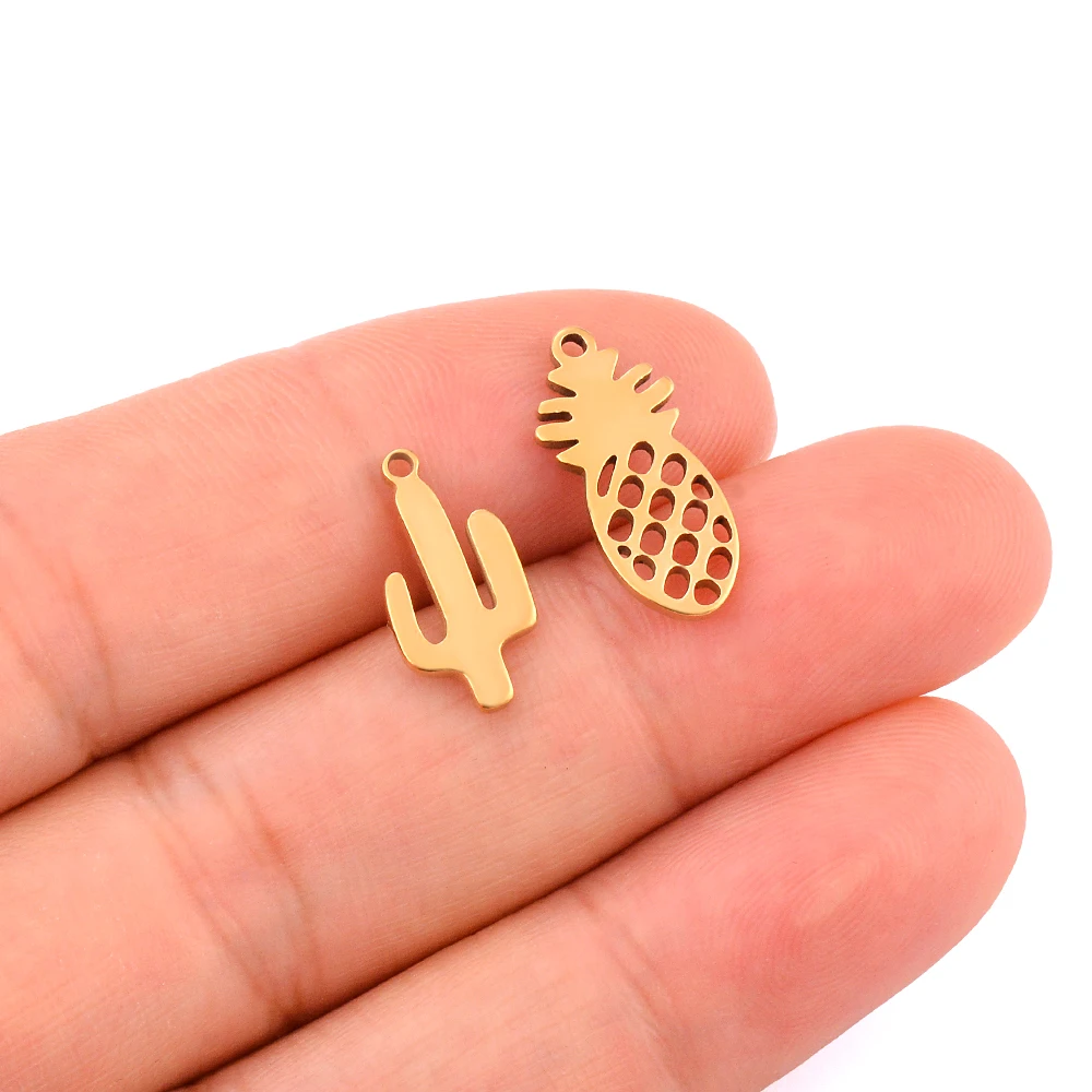 

20pcs/lot Stainless Steel Cactus Pineapple Charms Pendants for Necklace Bracelet Jewelry Making DIY Handmade Accessories