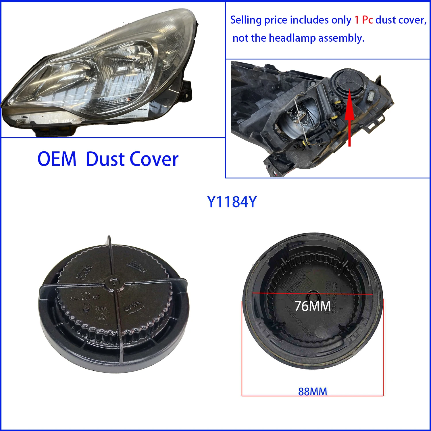 LED 전구 확장 플러그 먼지 커버, Opel Vauxhall Corsa D E F 헤드램프 높이 캡, 18555900 19291300 3AA941607 89502908