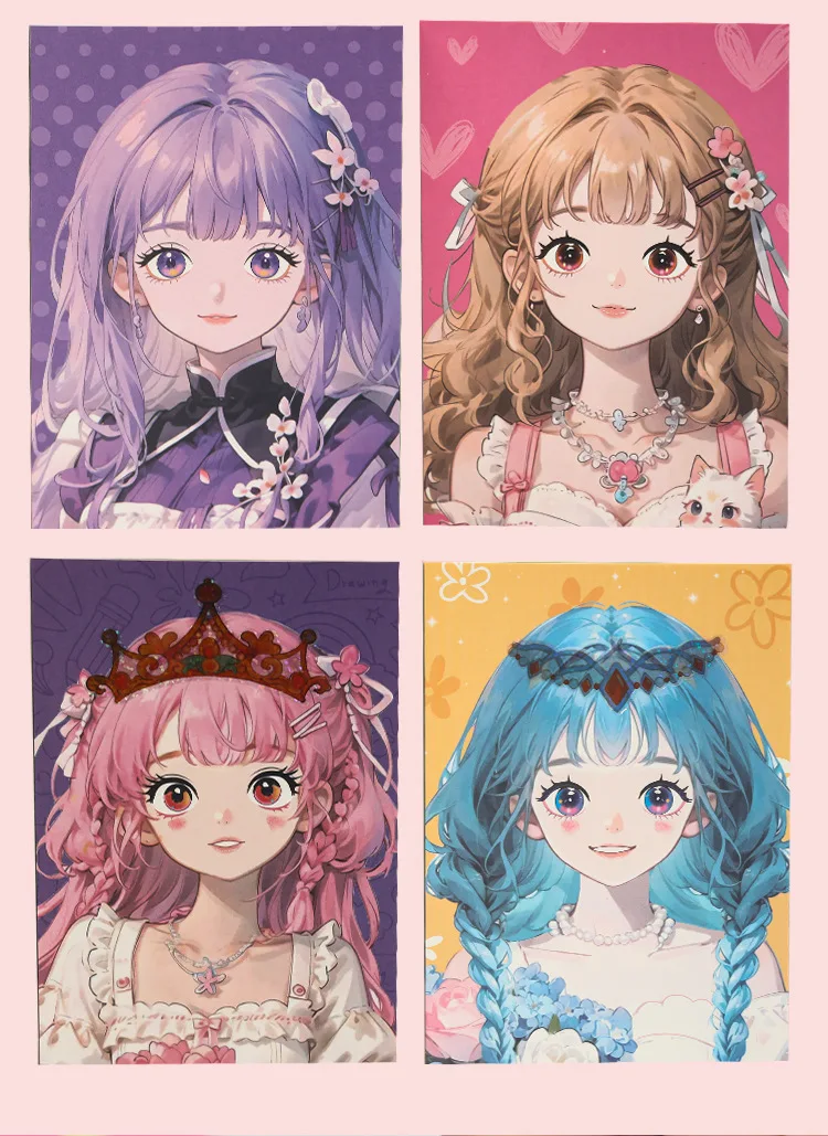 DIY Prinzessin Make-up Set Kawaii Färbung Kunst und Handwerk Kinder Mädchen Kinder Spielzeug Buch Liebhaber Geschenke Kunstbedarf Anziehaufkleber – Detail 10