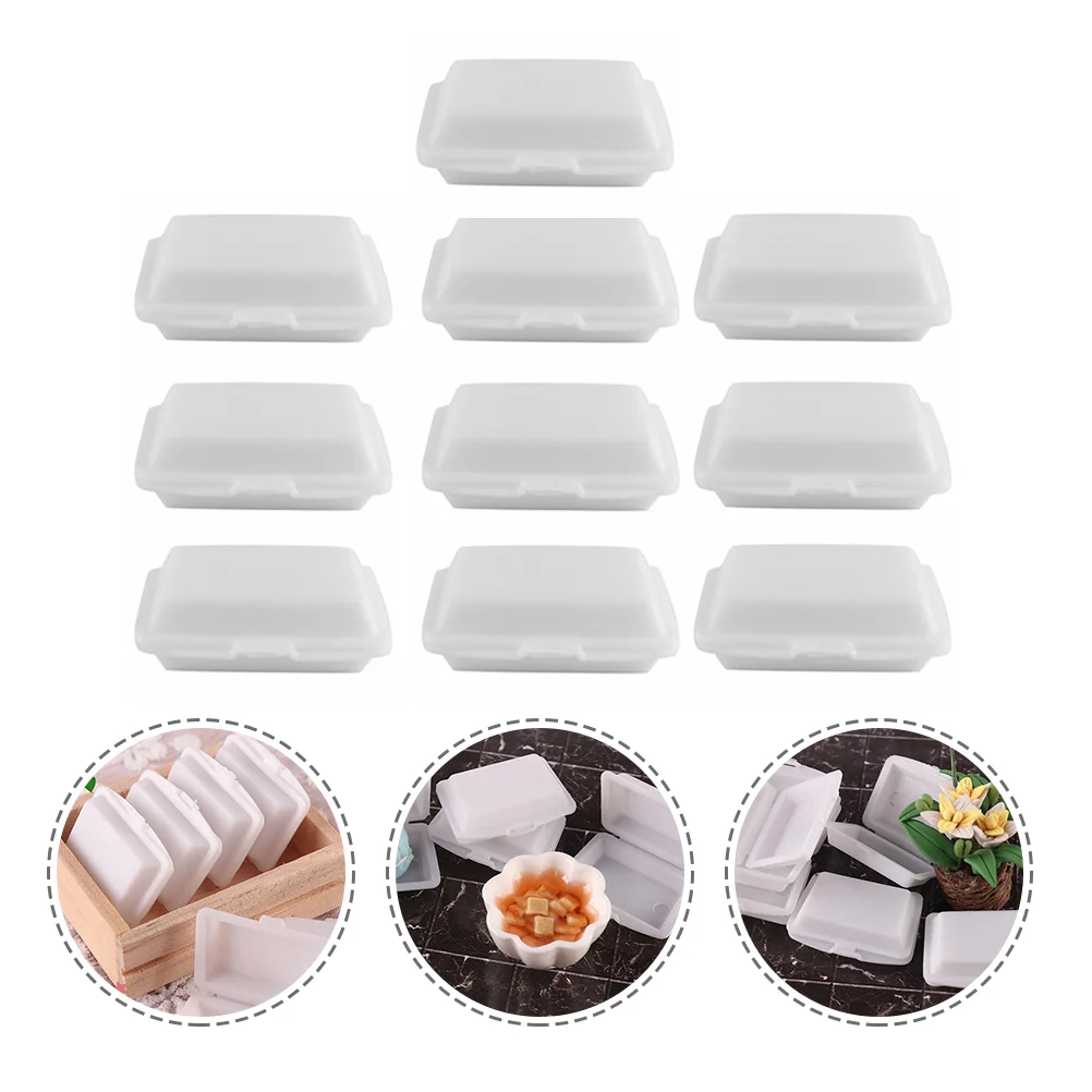 

10 Pcs Mini Lunch Box Small Containers Simulation Takeaway Toy House Boxes Plastic Case Household Adornments