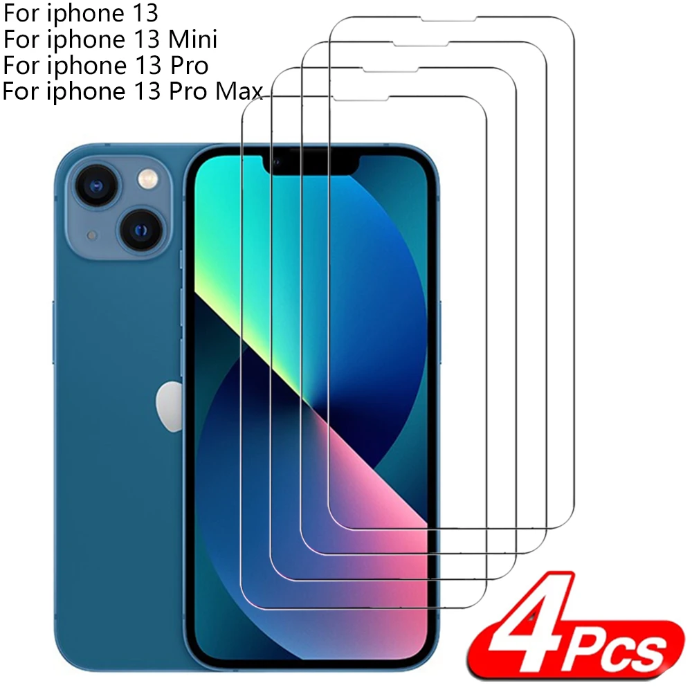 4Pcs Protective glass on For iPhone 13 12 11 Pro XS Max XR 7 8 Plus screen protector Tempered glass For iphone 13 12 Mini glass 2