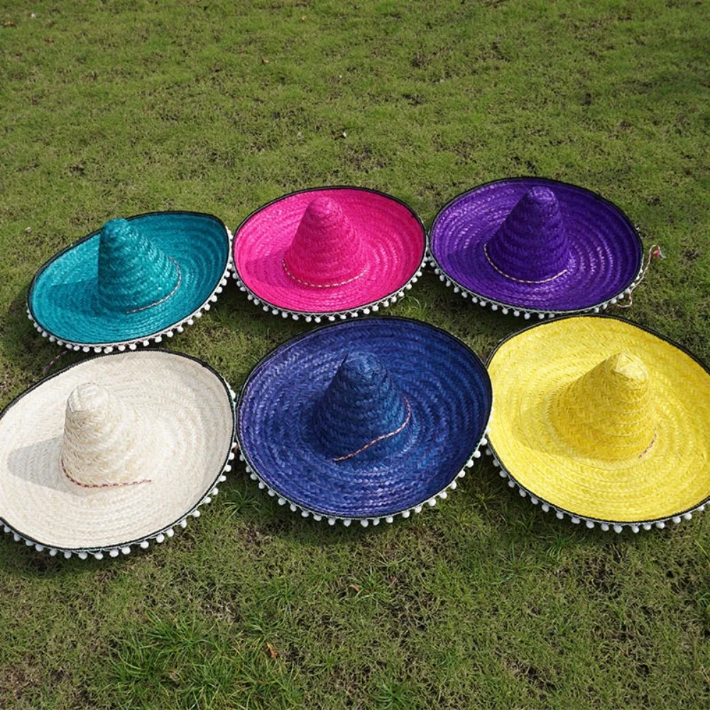 Mexican Party Hat Sun Hat Sun Protection Hat Colorful Wide Brim Straw Hats Summer Outdoor Sun Hat Sombrero Halloween Party Decor Apparel Accessories