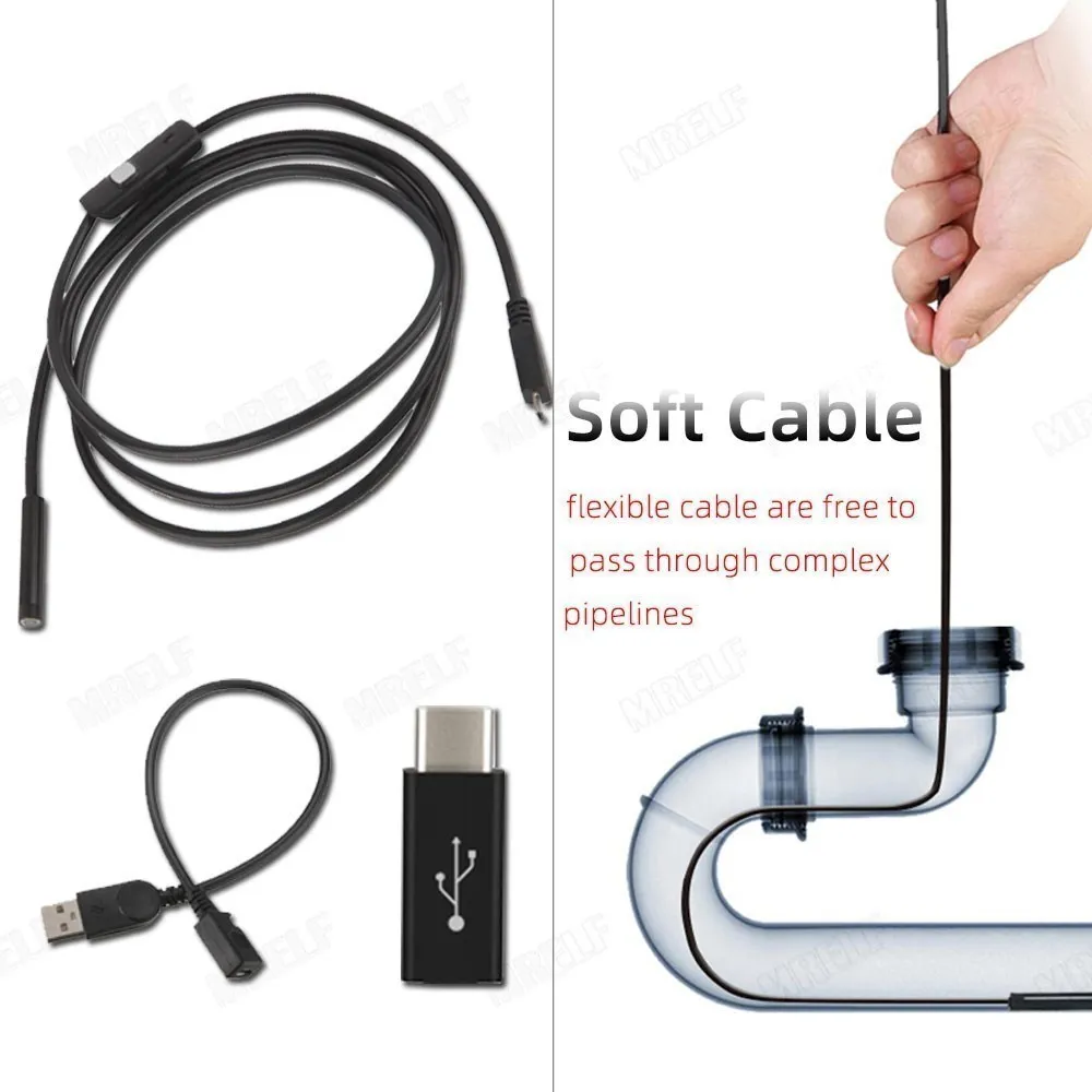 wireless camera for home Endoscope for Smartphone Flexible Camera Endscope Usb Android Borescope Car Probe Andoscopic Phone the Type Inspection Sewer cctv security cameras Surveillance Items