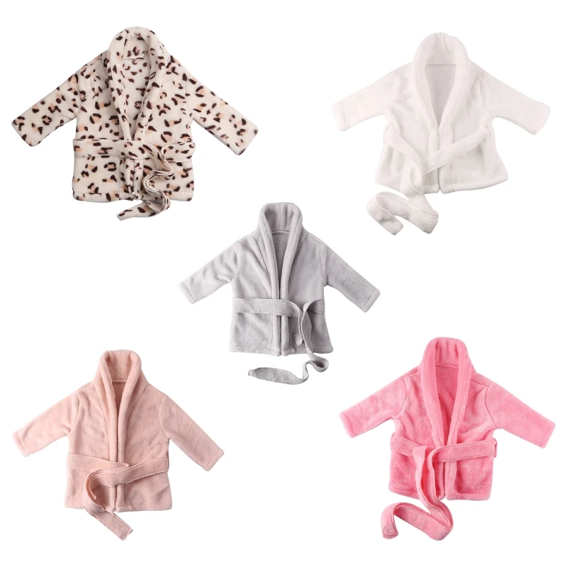 

Newborn Baby Flannel Robe Bathrobe and Bath Towel Blanket Set Solid Color Photography Props Outfit for Boys Girls Posing