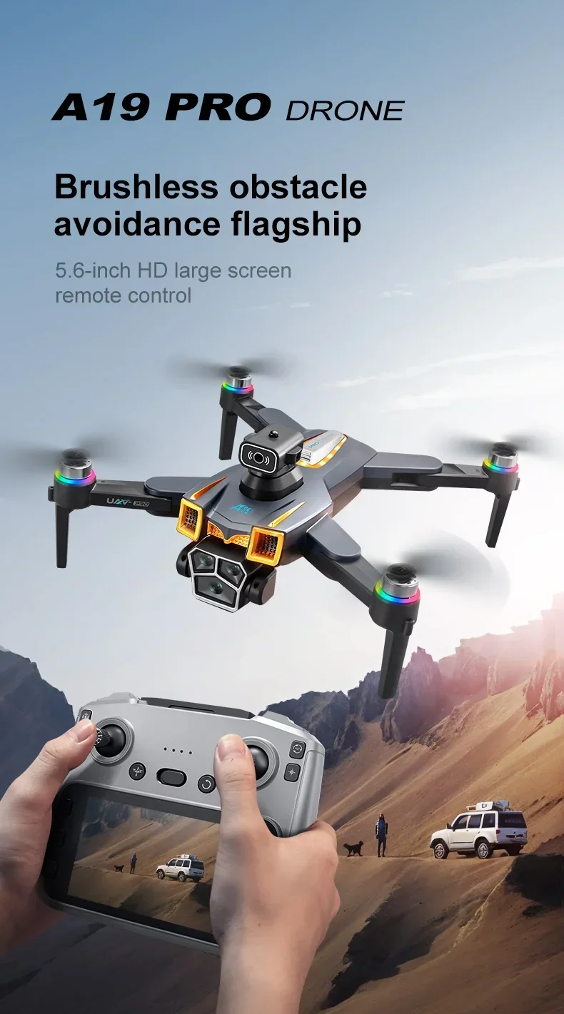Genuine Drone A19 Pro 8K Professional HD Dual Camera Photography Brushless Foldable Quadcopter 5G GPS RC Distance Drones Toys