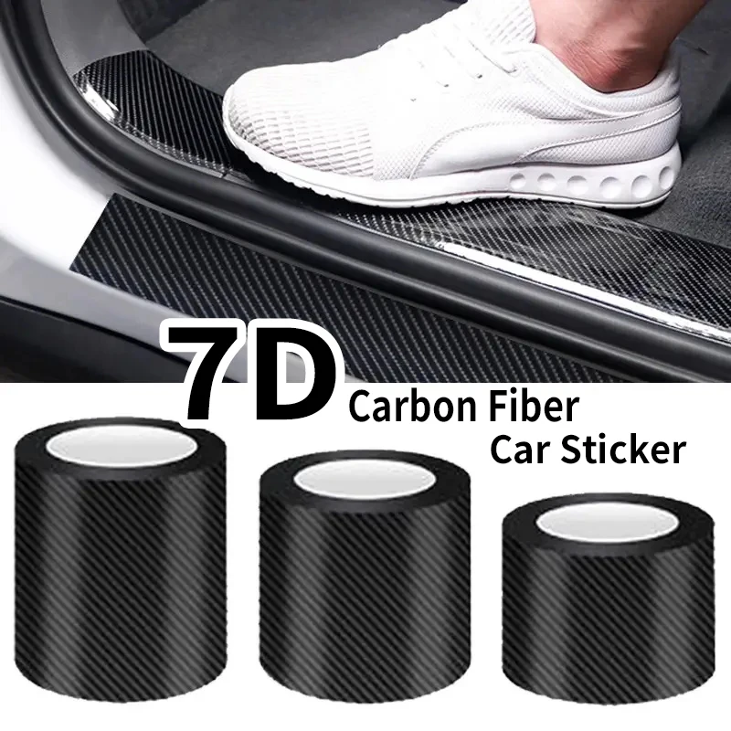 

7D Carbon Fiber Sticker,Car Threshold Protective Film Anti Scratch Waterproof Matte Black Nano Sticker,Protecting Your Car