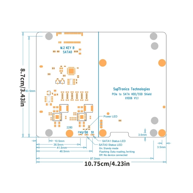 X1006 PCIe to 2.5 HDD/SSD Expansion Board with Double Storage Support For RPI 5 Compatible Adapter Board