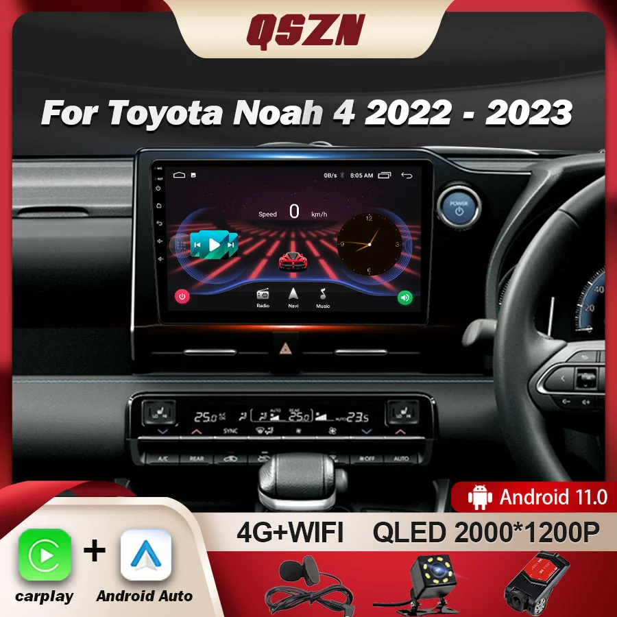 

QSZN For Toyota Noah 4 R90 2022 - 2023 RHD Car Radio Multimedia Video Player GPS Carplay Android 12 Autoradio 2K QLED Head Unit