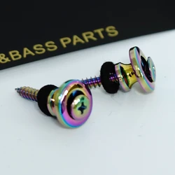 Deluxe Multi - Finish Guitar Strap Lock Button Set (Rainbow)