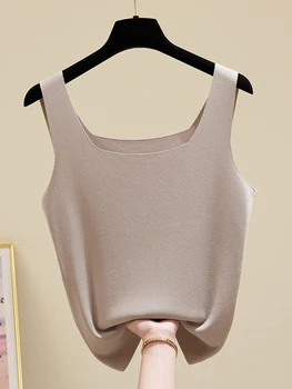 المرأة محبوك قبالة الكتف قمم للدبابات ، أنثى اللياقة البدنية قميص قصير ، مثير طوق مربع أعلى المحاصيل ، أحادية اللون ، الصيف 4