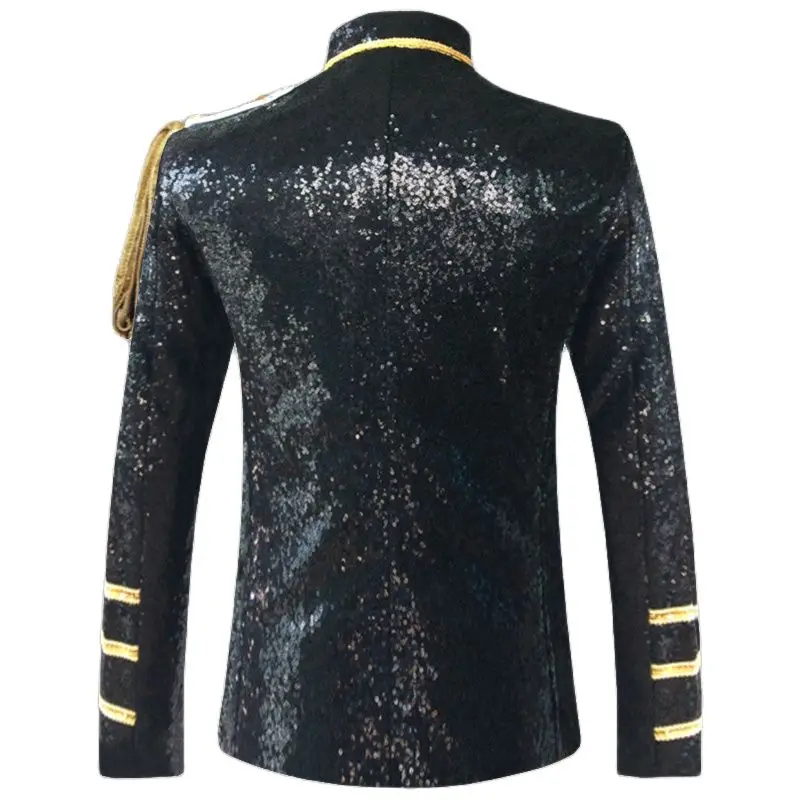 Sequin Embellished Blazer Jacket Men Stage Party Mens Suit Jacket Military Dress Tuxedo Men Blazer Singer Show DJ Costume Homme mens blazer