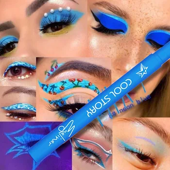 12 Color UV Fluorescent Eyeliner Gel Pen Waterproof Quick Drying Neon Colorful Eyeliner White Blue Purple Music Party Eye Makeup 1