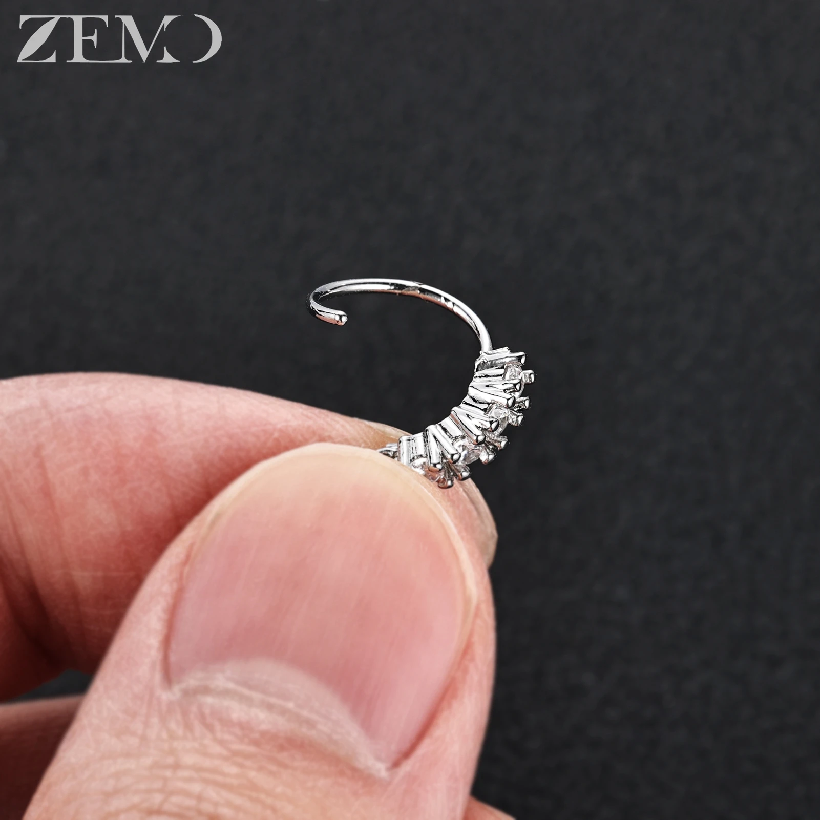 ZEMO 1 PC 20G 스테인레스 스틸 코 링 여성 남성 후프 코 피어싱 꽃 크로스 하트 펜던트 콧 구멍 피어싱 바디 쥬얼리