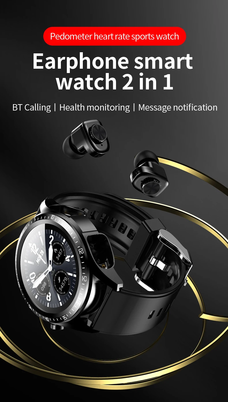 JM03 Smart Watch Men Smartwatch Tws 2 σε 1 HIFI Stereo Wireless Headset Combo Τηλεφωνική κλήση Bluetooth για Android IOS_voghion.com