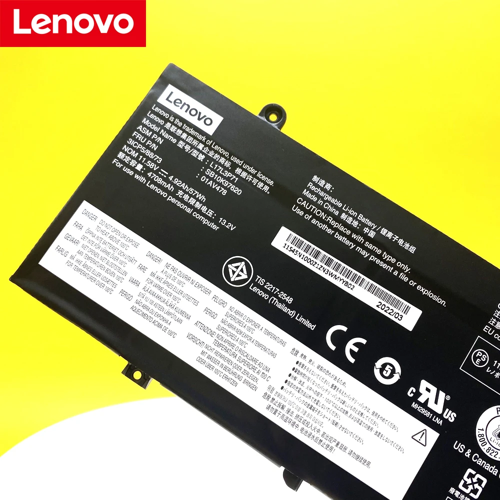 Nova Bateria do Laptop Original para Lenovo Thinkpad Série T480s 01av478 Sb10k97620 01av479 01av480 L17l3p71 L17m3p71 L17s3p71 Baterias p/ laptop - Imagem 6