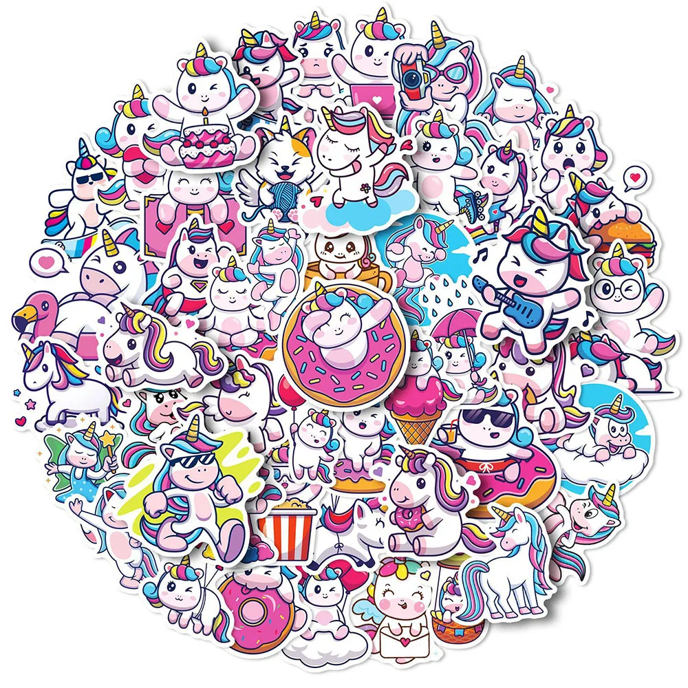 

10/30/50pcs Cute Animal Unicorn Graffiti Stickers Cartoon Decals Scrapbook Diary Laptop Phone Waterproof Sticker for Kids Toy