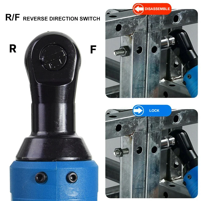 12V/18V Electric Wrench 90 Degree Right Angle Lithium Battery Rechargeable Electric Ratchet Wrench Cordless Impact Wrench 6