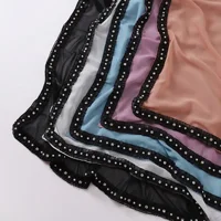Pearl Chiffon Square Scarf Turban Beaded Headscarf Women Muslim Hijab Bandanas Headband Bufanda Kerchief Turbante Mujer 90*90cm