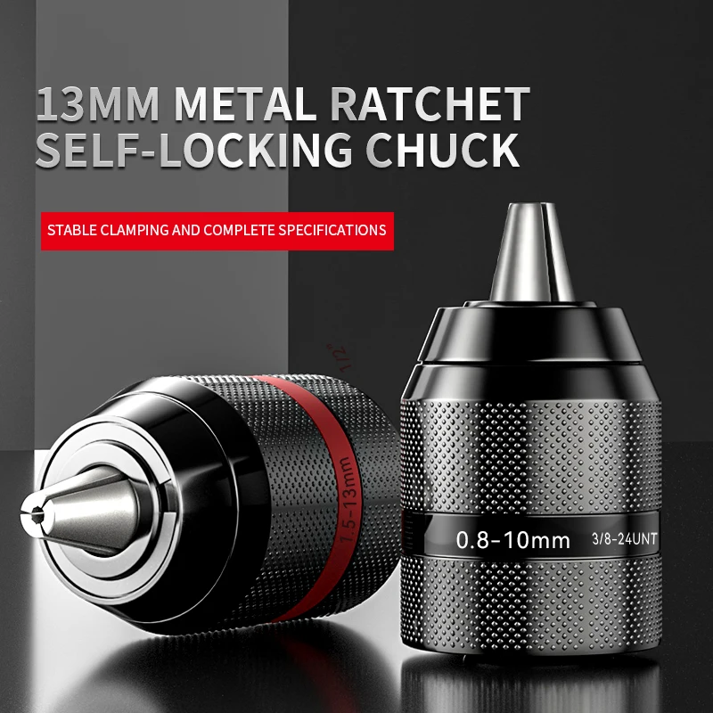 

Keyless Hand Drill Chuck Quick Change Conversion Adapter 1/2 3/8 UNF Mount 2~13mm 0.8~10mm Self-tighten Drill Bit Socket Chuck