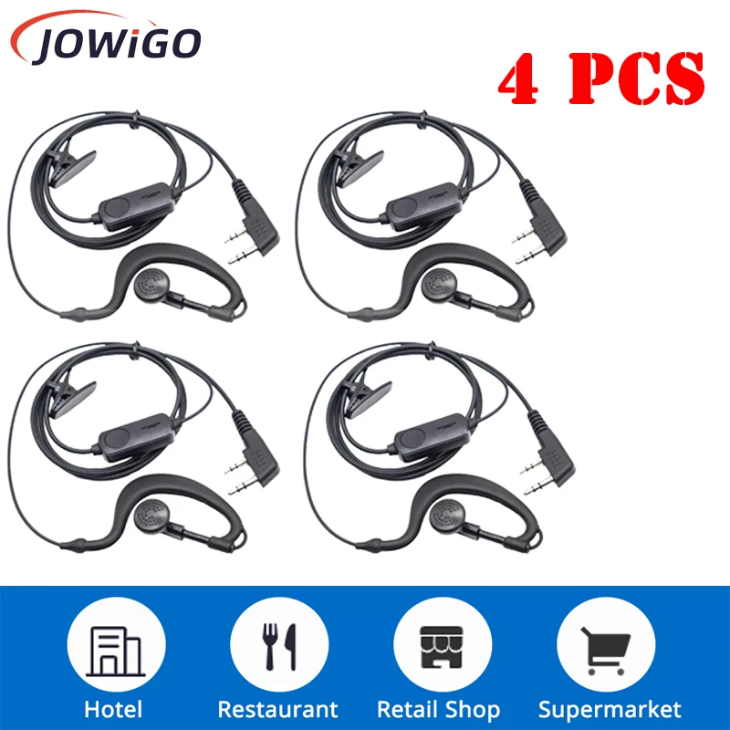 4 PCS 2 Pin K Plug Walkie Talkie Earwear Unilateral Headphone Earphone Earpiece For Baofeng 888S UV5R Kenwood TYT Wouxun