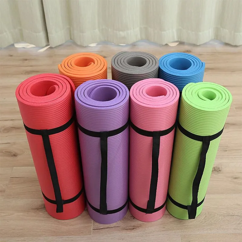 Fitness NBR Yoga Mat Horizontal Eidth 183*61*1CM Multifunctional Solid Color Exercise Mat Super Rebound Soft Non-slip Yoga