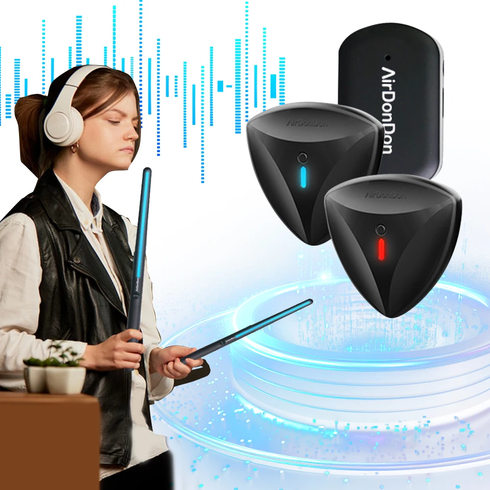 Portable Air Drum Set Virtual Drum Sticks Bluetooth-Compatible Electronic Set Realistic Effect for Beginners Professionals