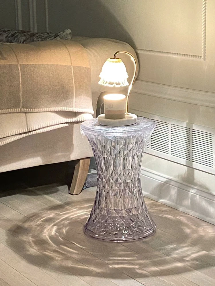 

Nordic Acrylic Low Stool Designer Chair Creative Shoe Stool Plastic Transparent Stool Crystal Small Round Stool