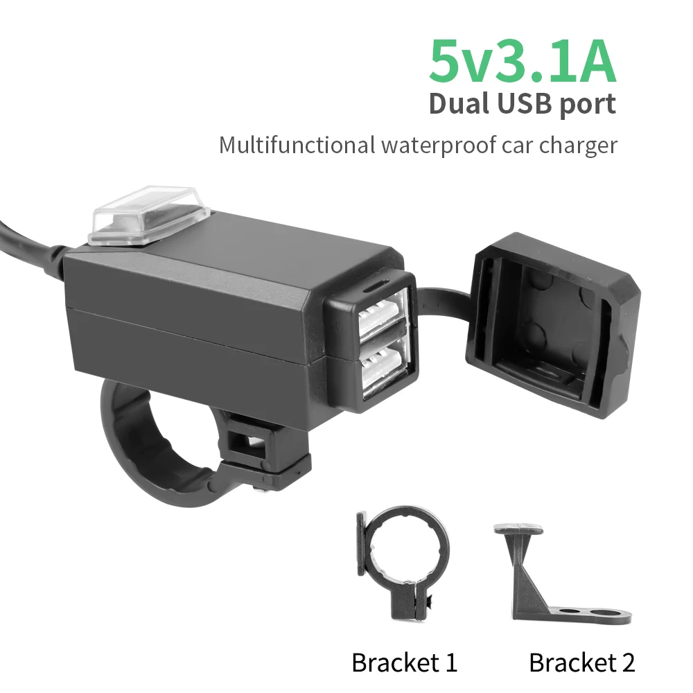 Dual USB Motorcycle Handlebar Charger Waterproof USB QC3.0 Quick Change 12V Power Supply Adapter Universal Charge for Phone