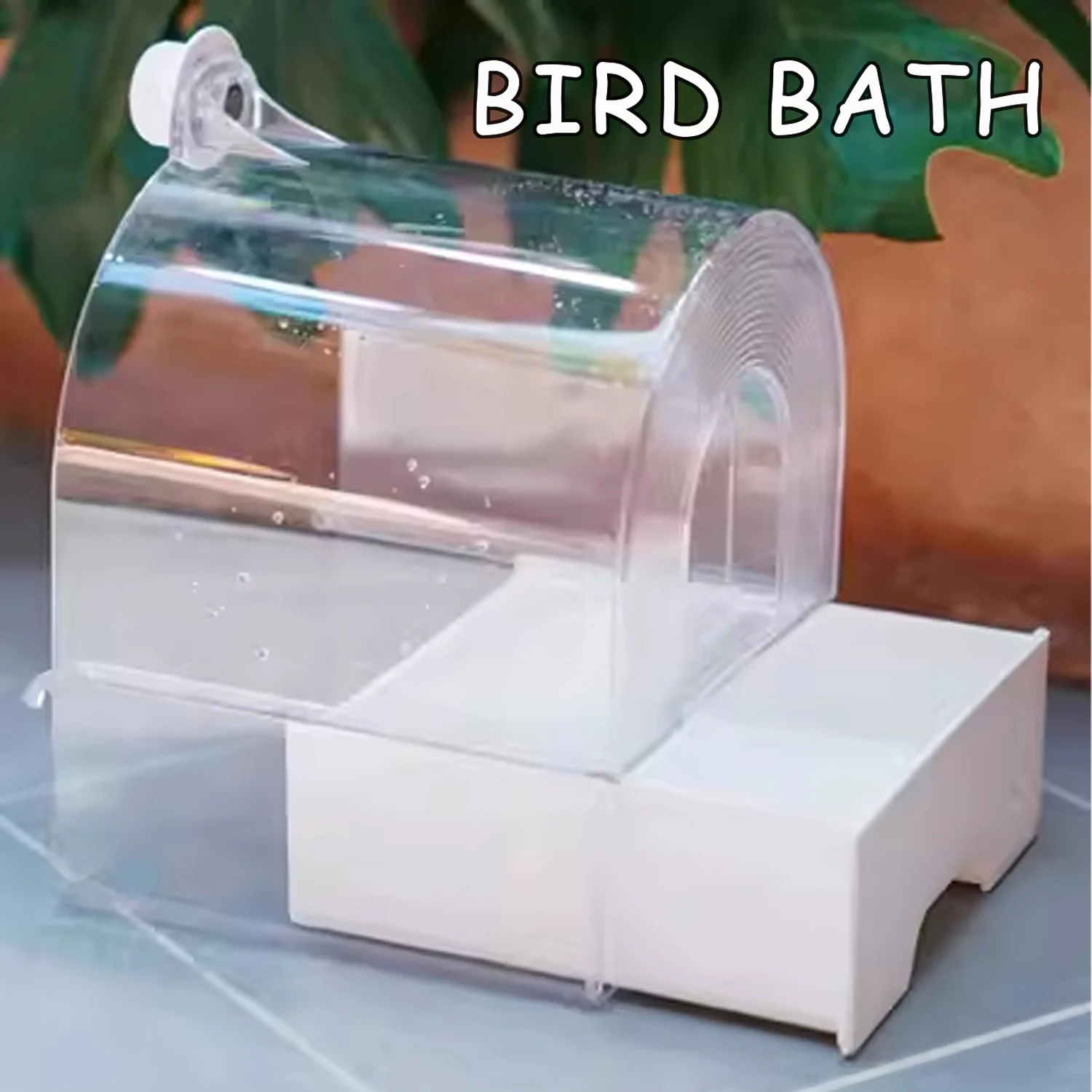 Clear Parrot Bathtub Shower Box Bird Bathtub with Screw Hooks Hanging Bird Bath Bowl House For Small and Medium Birds