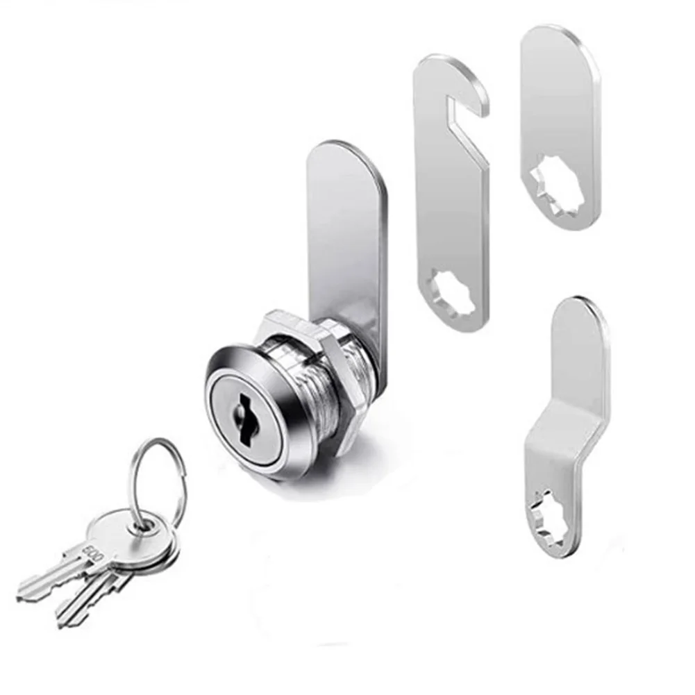 Description Picture 2 of item1set Cabinet Lock 16mm/30mm Zinc Alloy Replacement RV Camper Door Tool Box Cam Lock Set With 2 Keys 3 Replaceable Lock Plate