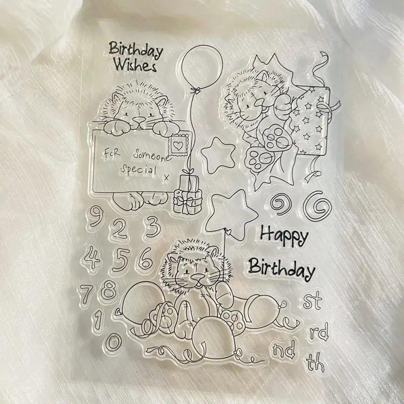 animal lion birthday balloon wish Clear Stamp Transparent Silicone Stamp Seal Sheet For Scrapbooking Photo Album Decoration
