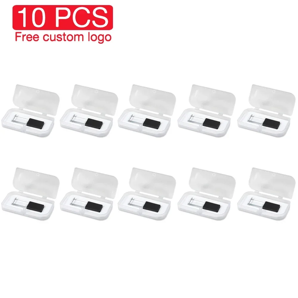 High-velocidade Crystal Usb Flash Drives Logo Pendrive u Disk Iron Box Memory Stick 4gb 128gb 64gb 32gb 4gb 10 Pcs por Lote