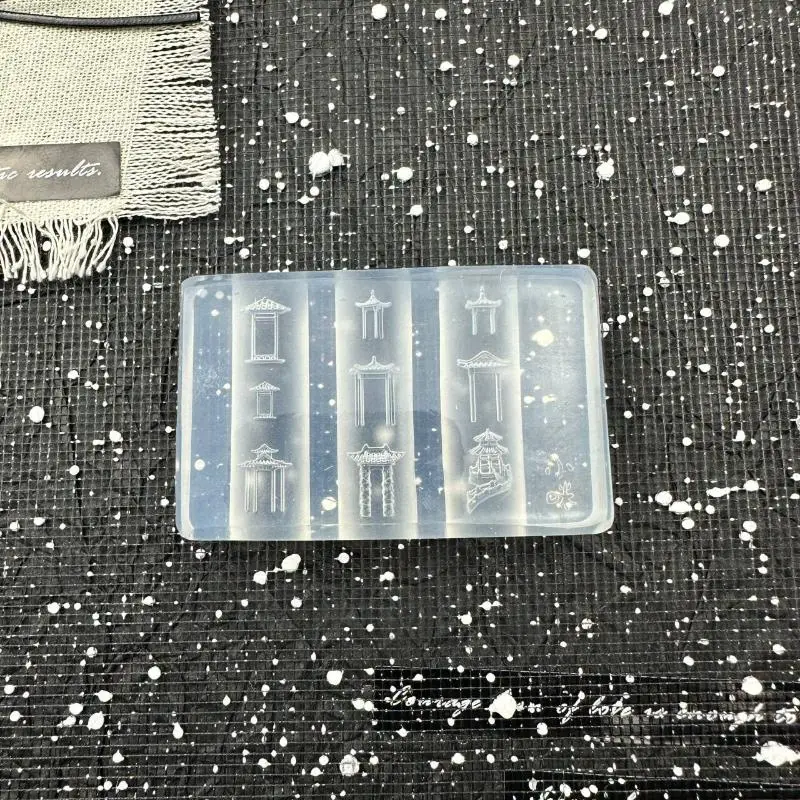 공작꽃 3D 실리콘 몰드 네일아트 데코 DIY 중국풍 다리 파빌리온 사랑 자물쇠 네일 템플릿 매니큐어 디자인 도구