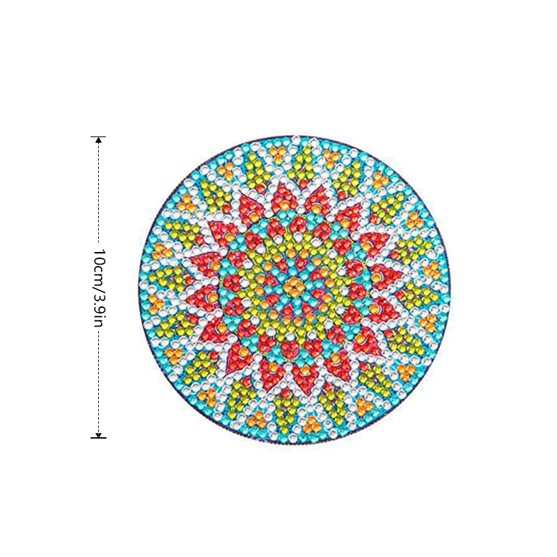Diamond Painting 6/8pc/sets DIY Diamond Painting Coasters Full Drill Diamond Mosaic Mandala Round Cup Coasters with Holder