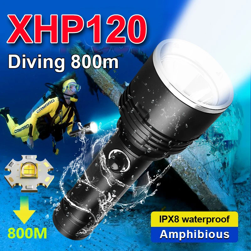 Torcia a LED per immersioni subacquee, Super Bright 10000 Torcia a LED per immersioni subacquee, Super Bright 10000