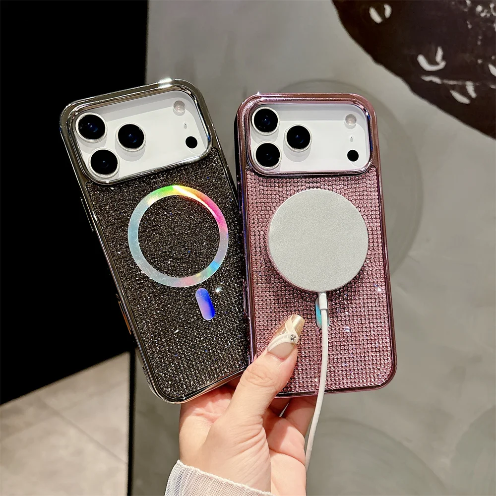 Diamond Bling Glitter Magnetic Wireless Charging Phone Case