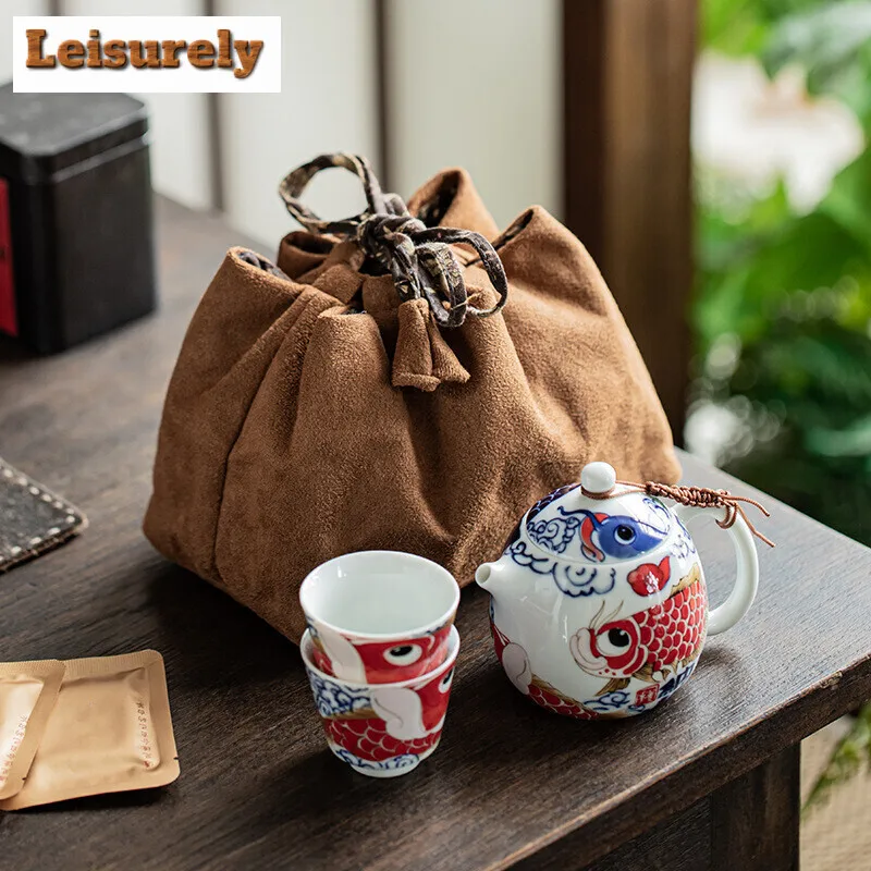Handmade Cotton Cloth Tea Cozies Ancient Teacup Pouch Tea Cozy for Teapot Hand Bag Travel Tea Set Bag Tea Services Supplies